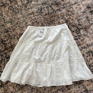 Mango White Midi Skirt